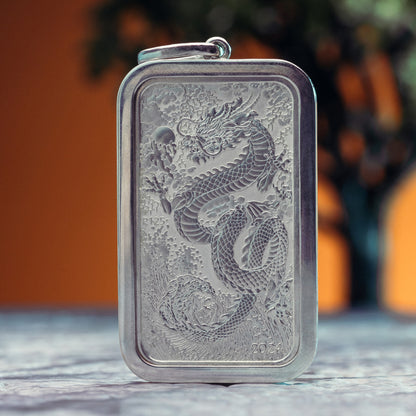 Dragon Coin Pendant – 2024 Perth Mint Australian Dollar Coin in .925 Silver Bezel